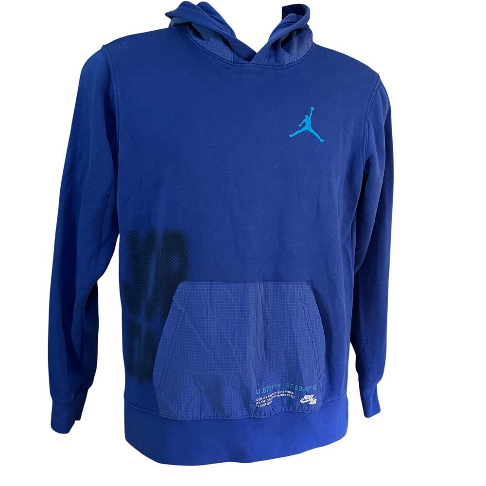 Jordan Nike Air Boys Blue Pullover Hoodie Sweatshirt Blue Jump Logo Size XL